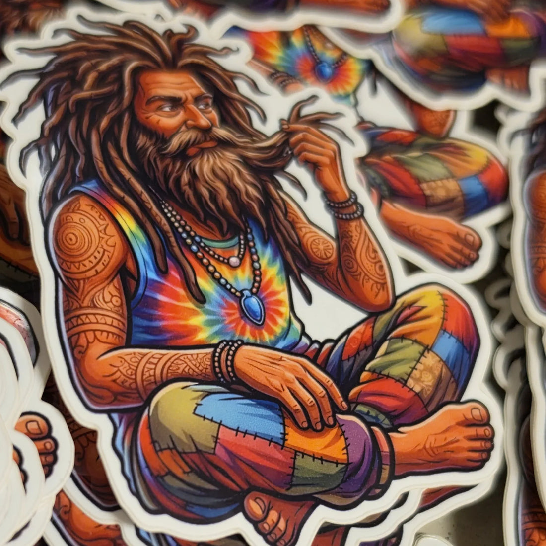 A pile of freshly printed Kyle the Wook stickers